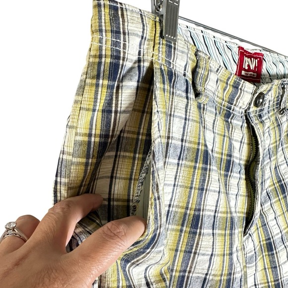 Levi's 706L Yellow Blue Madras Plaid Shorts Men's 32 Preppy Cotton Summer - Picture 8 of 14